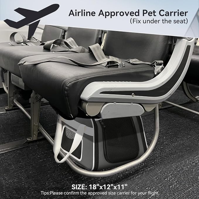 Petsfit Cat Carrier with Wheels, Removable Spinner Wheels, Up to 13 lb | Fits pets up to 15 L x 8 H in and 13 lb; removable spinner wheels, anti-sag frame, 4-sided mesh, safety tether and locks.