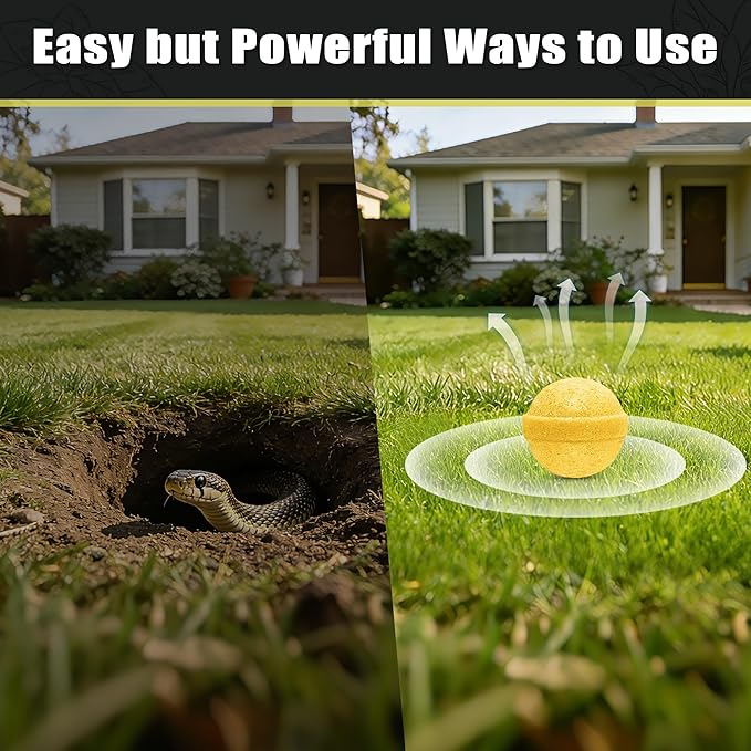24 Pack Snake Repellent Balls, Natural Snake Deterrent for Yard, Garden & Garage, Long Lasting Outdoor & Indoor Snake Repellent, Safe for Pets & Kids, Easy to Use