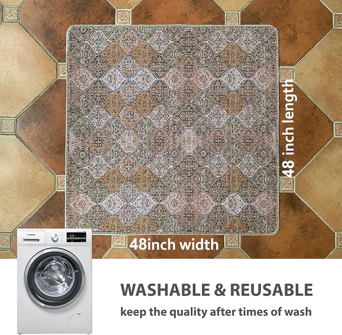 nunubaby Washable Pee Pads for Dogs, Stylish, Non-Slip and Leak-Proof Pee Pads. Reusable Potty Pads for Dogs for Crates and Floors.(Brown/Multi,48" x48" )