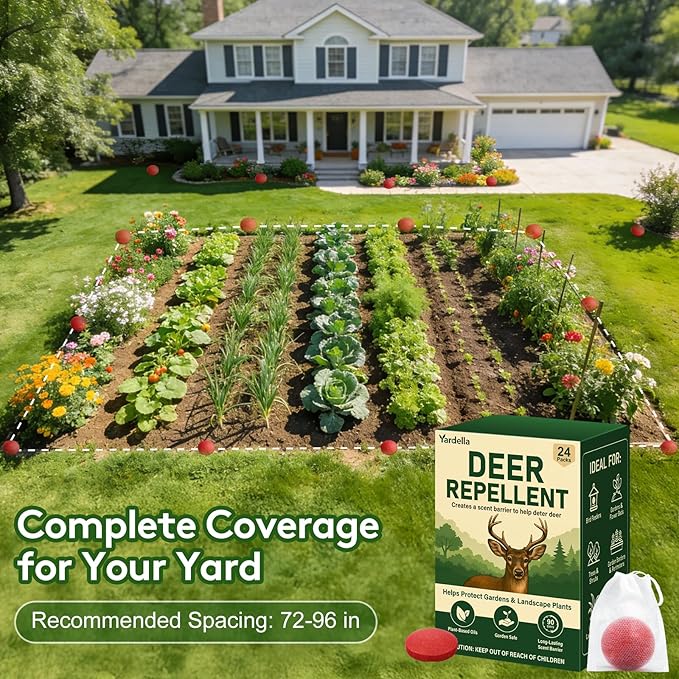 Powerful Deer Repellent Balls, Pest Repellent 24-Pack Deer Repellent for Garden & Outdoor Use, Natural Peppermint Oil Deer Deterrent to Keep Deer Away from Garden, Yard