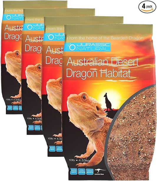 Jurassic Natural Australian Desert Dragon Habitat Substrate for Bearded Dragons and Other Lizards, Red, 10lb (Pack of 4)