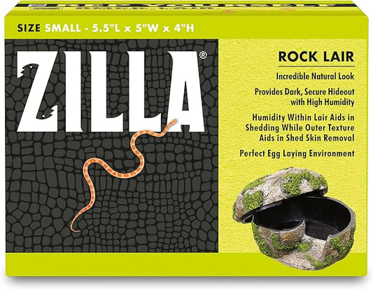 Zilla Rock Lair, Naturalistic Hide, Supports Shedding and Egg-Laying, Retains Humidity, Ideal for Snakes and Lizard, Small