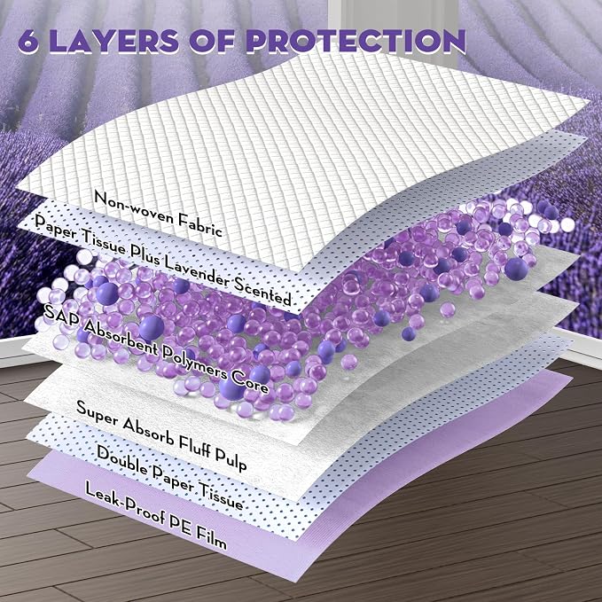CROCI Large Puppy Pads with Adhesive Tabs Lavender Scented 30x36in 40Ct | Super Absorbent Pee Pads for Dogs Holds Up to 10 Cups of Urine, 6-Layers, Quick-Dry Surface, Leak-Proof, Disposable