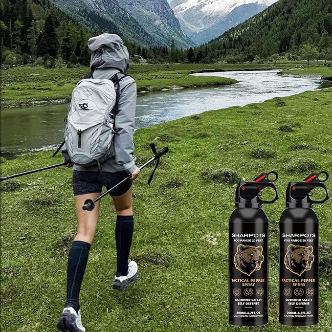 Compact Pepper Spray for Hiking: Maximum Strength Powerful for Camping - Easy Access Outdoor Personal Protection 6.7OZ