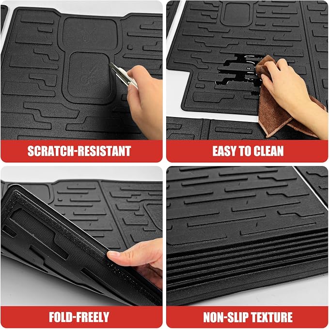 Seat Back Cover Compatible with 2018-2025 Jeep Wrangler JL Unlimited 4 Door 4X4, Cargo Mat All-Weather Protection Cargo Liner Rear Trunk Liner for 2024 Jeep Wrangler JL/JLU Accessories