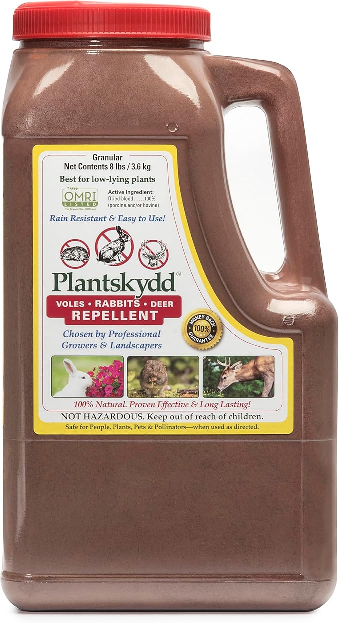 Plantskydd Animal Repellent - Repels Deer, Rabbits, Elk, Moose, Hares, Voles, Squirrels, Chipmunks and Other Herbivores; 8 LB Granular Shaker Jug (PS-VRD-8)