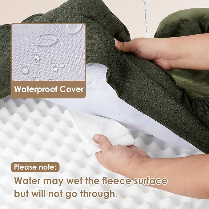EHEYCIGA Orthopedic Dog Beds for Large Dogs, Waterproof Memory Foam Large Dog Bed with Sides, Non-Slip Bottom and Egg-Crate Foam Pet Couch Bed with Washable Removable Cover, Dark Green | Non-Slip Bottom and Egg-Crate Memory Foam XL Dog Couch Bed with W...