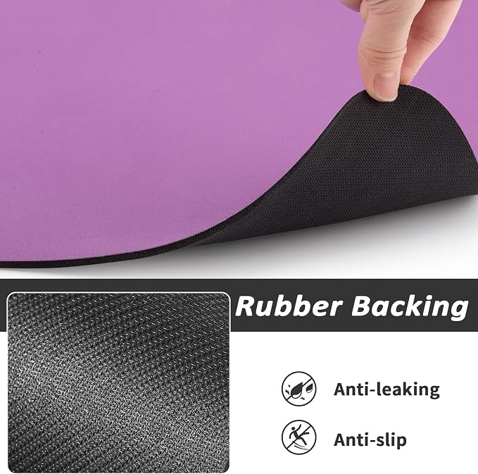 HotLive Dog Food Mat - Absorbent Cat Mat for Food and Water, No Stains Pet Feeding Bowl Mat, Easy to Clean Pet Placemats, Quick Dry Dog Water Dispenser Mat for Messy Drinkers | Paw Purple 24"x36"