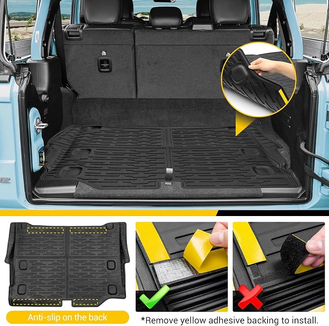 Rear Cargo Mat for 2021-2025 Jeep Wrangler JL 4XE Only Cargo Liners All Weather TPE Protection Anti-Slip Trunk Mat for 2021 2022 2023 2024 2025 Wrangler JL 4XE 4 Door Accessories