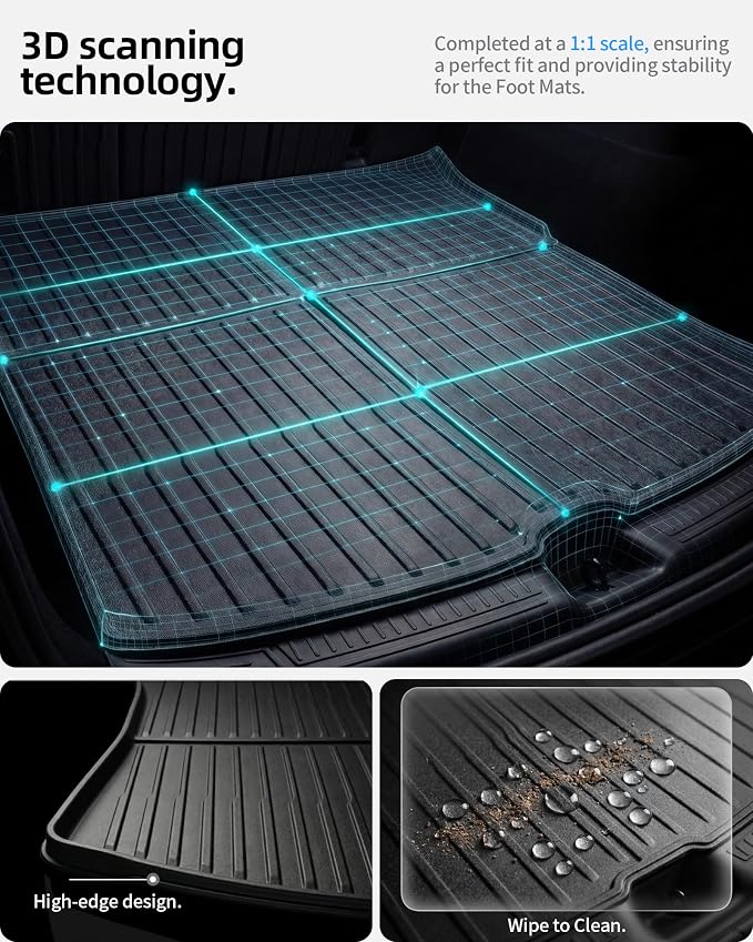 6 Pcs for Tesla Model Y Juniper Accessories 2025 2026 (Not Fit Standard) All Weather TPE Anti-Slip Floor Mats & Cargo Liner Front Frunk Rear Trunk Mats, 5-Seater