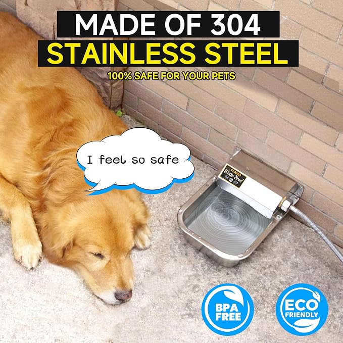 PETIMI Automatic Water Dispenser for Dogs, 101oz Outdoor Dog Water Bowl, 304 Stainless Steel Water Feeder for Small to Large Pets, Large Livestock Waterer, Anti-Tipping, Water Auto-Fill, Easy to Clean