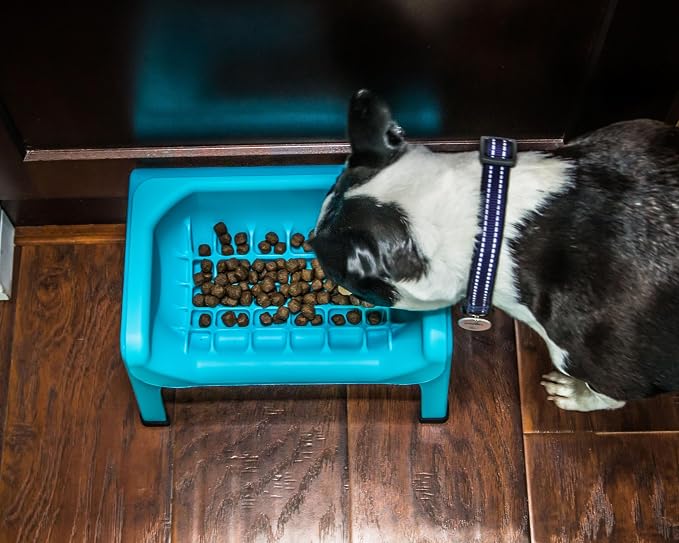 Fluff Trough Elevated Slow Feeder Dog Bowls | Slow Feeder Cat Bowl with Vet Approved & Non-Toxic Silicone Minimizes Neck Strain | Paced Eating Insert Designed for Flat-Faced Pets (Purple)