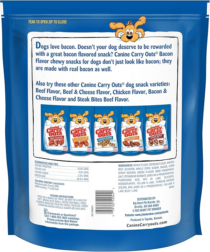 Canine Carry Outs Dog Treats, Bacon Flavor, 47 Ounce, Made with Real Bacon (Pack of 2)