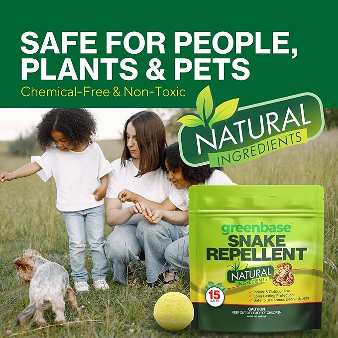 Natural Snake Repellent Balls 15 Pack – Travel, Indoor & Outdoor Snake Deterrent for Yard, Garden, Garage, Camping, RVs, Sheds & Basements | Long-Lasting Protection, Safe for Pets & Plants