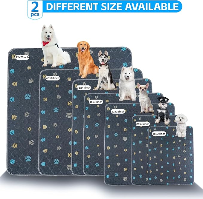 Aitmexcn Washable Pee Pads for Dogs, 36"x36", 2 Pack Large Reusable Puppy Training Pads, Heavy Absorbency, Leak-Resistant Non-Slip Dog Mats for Whelping, Playpens, Crates and Senior Dogs
