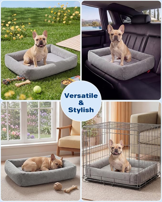Cooling Dog Bed for Large Dogs - Removable Inner Cushion & Reversible Design (Ice‑Silk Cooling Layer | Sherpa Fleece Layer), Non‑Slip Bottom Washable Medium Mat for Crates, Beds, Sofas 24" × 15"