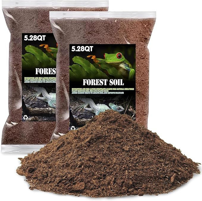 VCEPJH 2 Pcs Reptile Substrate Burrowing Tortoise Bedding for Habitat Bearded Dragon Enclosure Topsoil Terrarium Substrate for Snake Tarantula Gecko Lizard Spidey Frog Hermit Crab (5 L)