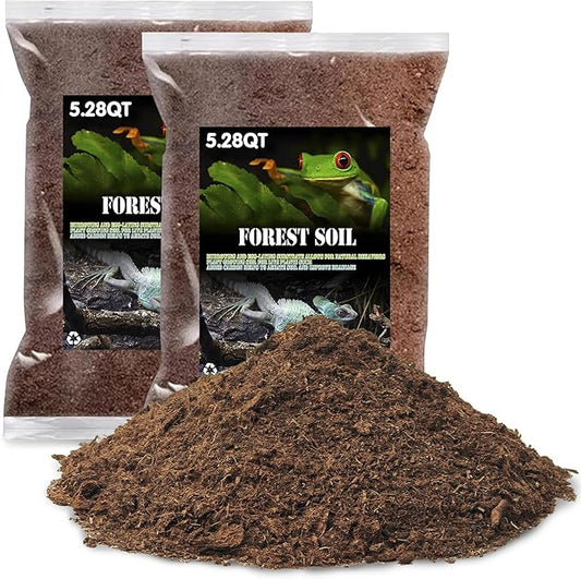 VCEPJH 2 Pcs Reptile Substrate Burrowing Tortoise Bedding for Habitat Bearded Dragon Enclosure Topsoil Terrarium Substrate for Snake Tarantula Gecko Lizard Spidey Frog Hermit Crab (5 L)