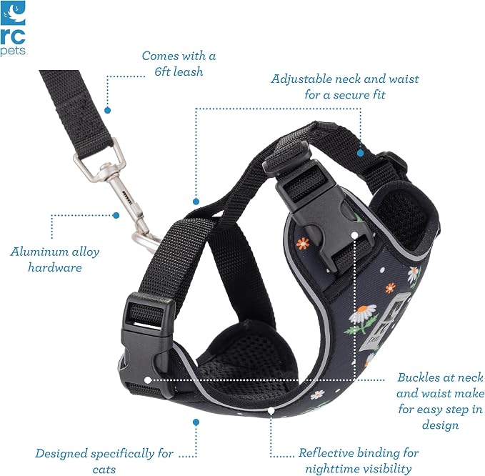 RC Pets Adventure Kitty Cat Harness | Adjustable Airmesh Vest with D-Ring and 6ft Leash for Walking and Travel | Lil Heart, Small