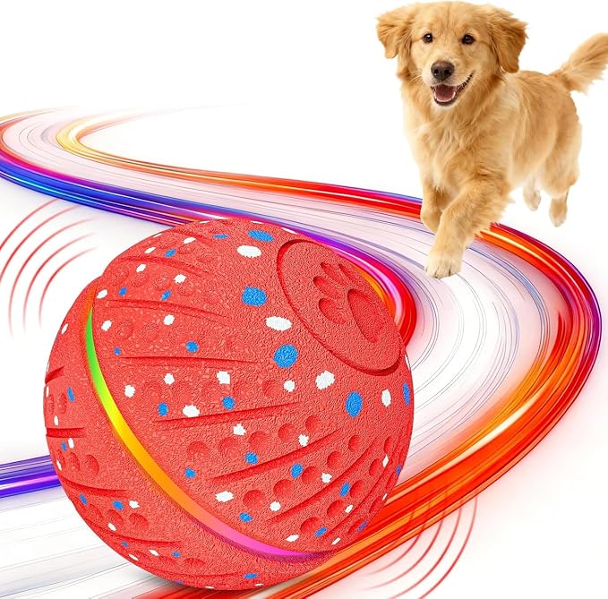 Smart Moving Bouncing Interactive Dog Toys Ball for Small Medium Dogs | Smart motion bouncing dog ball made of durable E-TPU material with RGB lights & 3 play modes for small & medium dogs.