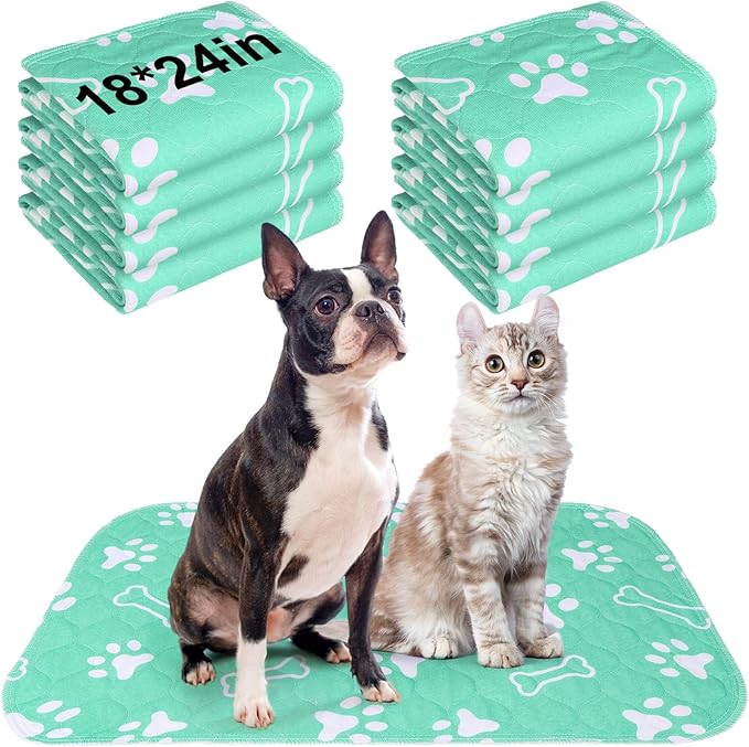 BEAUTYZOO 4 Pack Washable Pee Pads for Dogs,Reusable Puppy Pads 18x24 Aqua | Waterproof Super Absorbent,Non Slip and Leak-Proof Against Urine,Whelping Pads Mats for Puppy Potty Training,Playpen,Crate