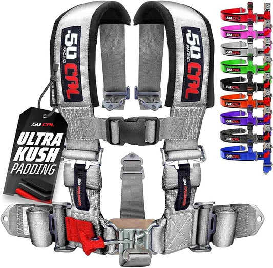1pc Silver 5 Point Harness for Bucket Seat, Latch Release, 9 Color Options, Racing Harness 5 point, Race Car, UTV, RZR [6007]