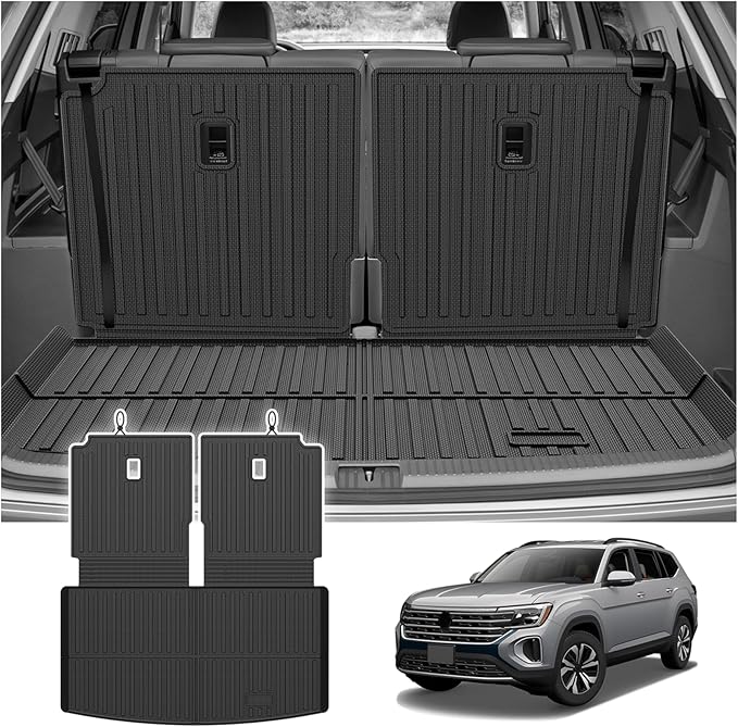 Cargo Liner for VW Volkswagen Atlas 2018-2025 2026 (Not for Cross Sport), All Weather Cargo Mats for Atlas Accessories, Heavy Duty TPE Trunk Mat, Car Accessories