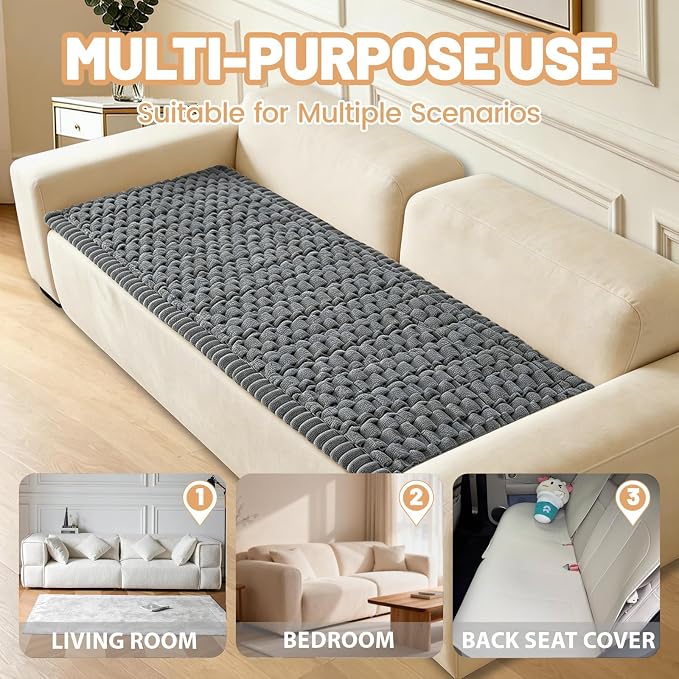Waterproof Couch Cover for Dogs Washable,Nonslip Fuzzy Durable Pet Friendly | Soft Slipcovers for 3 Cushion Sofa Cover,Plush Thick Protector Fits Mat Bed Leather & Fabric Couches (Grey 27.6"x59.06")