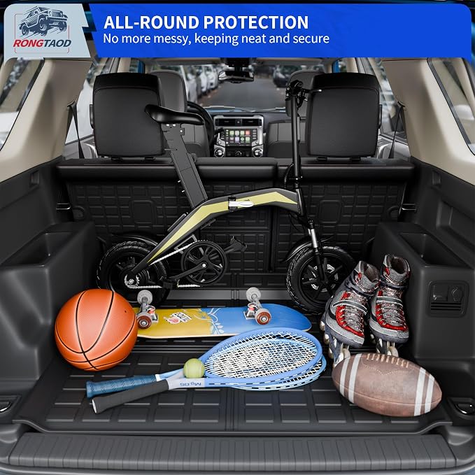 Rongtaod Cargo Mat Compatible with 2010-2024 Toyota 4Runner 5 Seats Trunk Mat Cargo Liner Back Seat Cover Protector 2023 Toyota 4 Runner Accessories (Trunk Mat+Backrest Mats,Fit Without Sliding Tray)