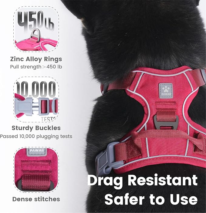 Pawaii Dog Harness for Small Dogs With Pet ID Tag - No Choke, Adjustable Soft Padded Vest With Easy Control Handle