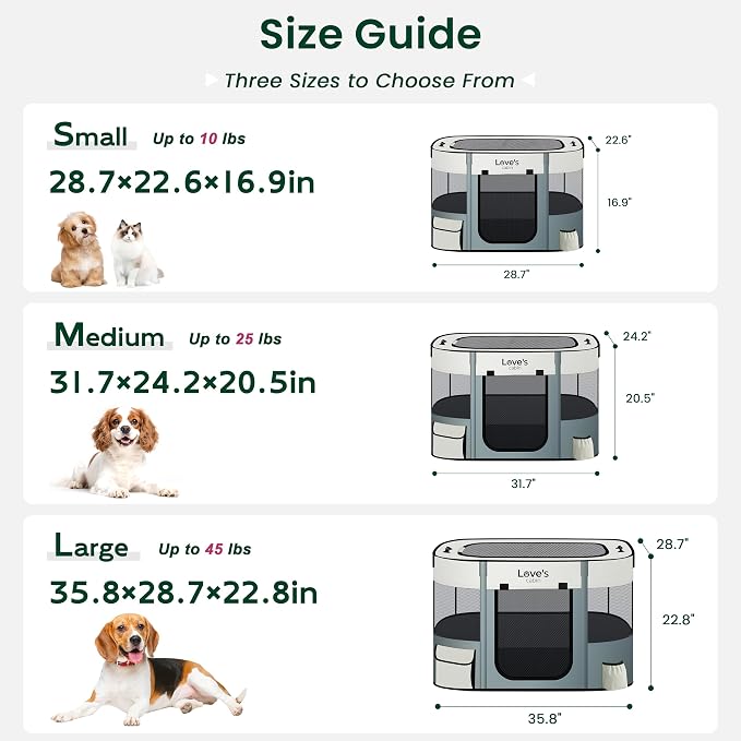 Love's cabin Dog Playpen Cat Puppy Pen, Portable Playpens for Pet Indoor/Outdoor Travel Camping, Foldable Kennel Tent Crate for Rabbits & Small Animals with Carrying Case (Gray Green with Pad, Small)