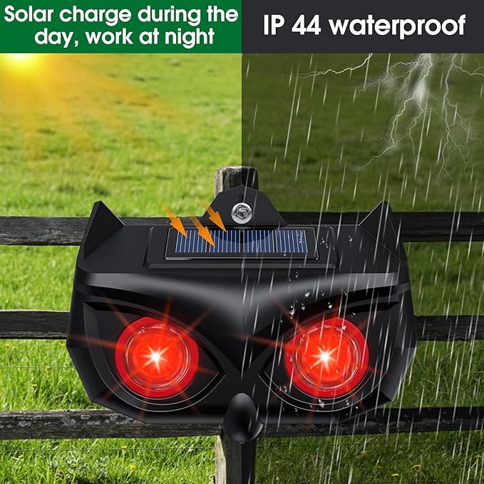 4 Pack Solar Nocturnal Animal Repeller, Deer Squirrel Repellent Outdoor Devices with Red Lights, Waterproof Wild Nocturnal Animals, Skunk Repellent for Yard, Cat, Wolf, Coyote, Fox, Raccoon Deterrent