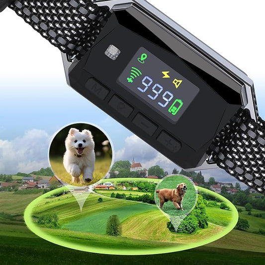 GPS Invisible Fence Dollar for Dog, Electric Dog Fence Wireless System, Radius Range 98-3278ft Perimeter Dog Collar with 3 Training Mode, IPX7 Waterproof and Magnetic Charging for Outdoor Use Only