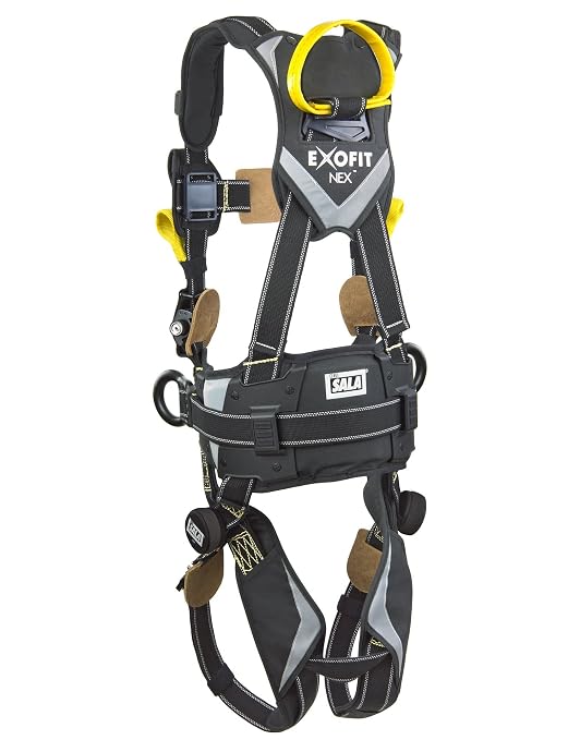 3M DBI-SALA ExoFit NEX 1113320 Full Body Arc Flash Harness, Back/Front Web Rescue Loops, Belt W/pad, PVC Coated Alum. Side D-Rings, Locking QC Leg Straps, Small, Black
