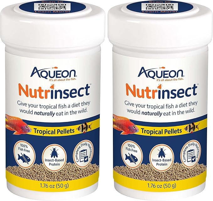 Aqueon Nutrinsect Fish-Free Fish Food, Tropical Pellets, 1.76 oz (Pack of 2)