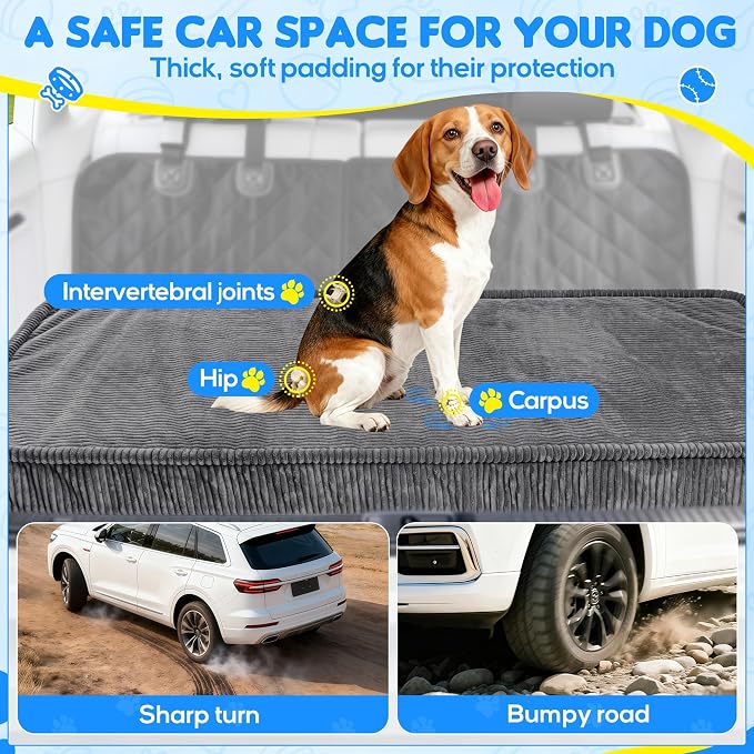 Loiion Dog Car Bed, Non-Slip Backseat Extender Pet Mat 50"x24.6"x4" | Removable, Washable Dog Bed With Waterproof Liner Protects Car Seats, Anti-Slip Travel Bed For Dogs