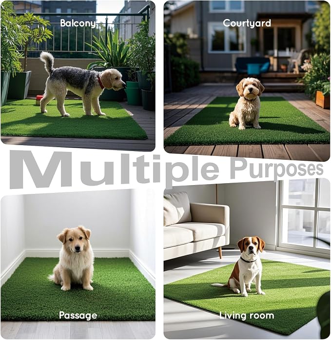 Grass Pee Pads for Dogs Potty, Artificial Grass Patch Odor Free | 2PCS Fake Grass with Fully Permeable Backing for Fast Drainage, Indoor Potty Grass Hemmed Edge Turf, Easy Clean