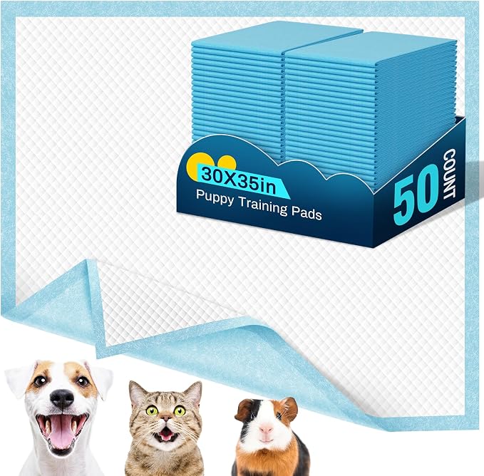 VJJ Puppy Pads XL 30"x35", 50 Count Disposable X-Large Potty Pads, Pee Pads for Dogs Large for Doggie&Cats, Dog Pee Pads Extra Large for Indoor, Outdoor Use