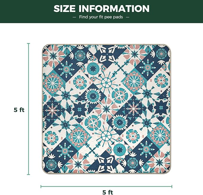 FXW Washable Pee Pads for Dogs, Super Absorbent, 63" Square, 1 Pack | Machine washable, Non-slip backing, Fits 24"H 8-Panel FXW Rollick/Homeplus Playpens