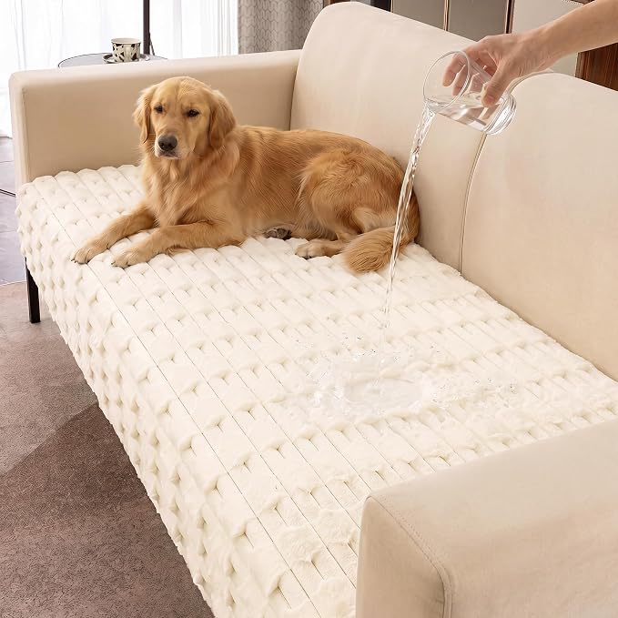 FUANGUI Waterproof Couch Cover for Dogs, Washable Pet Couch Covers for Sofa | Soft Cat Dog Bed Cover Non-Slip Couch Covers for 3 Cushion Couch Sofa Pet Friendly