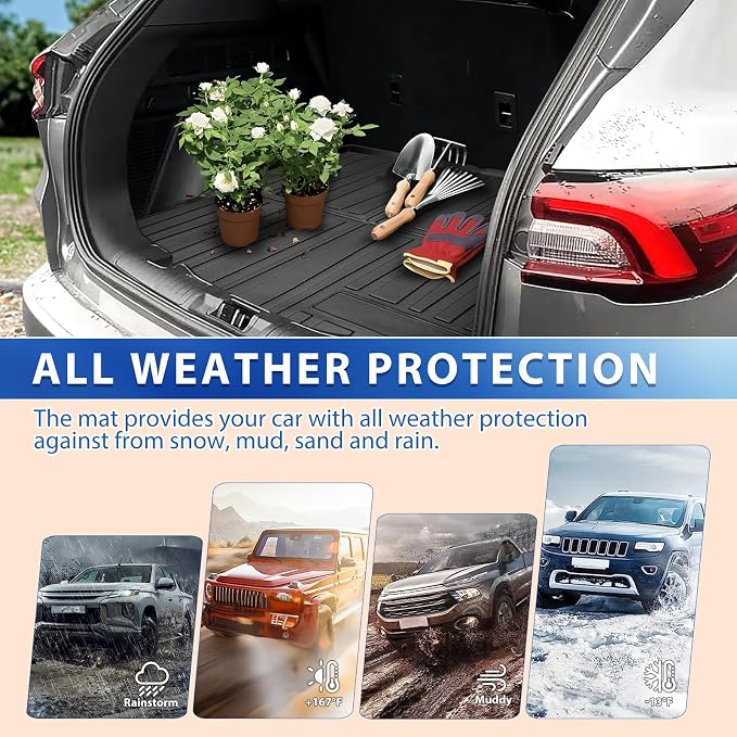 KUST Trunk Cargo Mat for 2020-2026 Ford Escape Accessories, All Weather Cargo Liner Rear Trunk Liner TPE Rubber Raised Edge