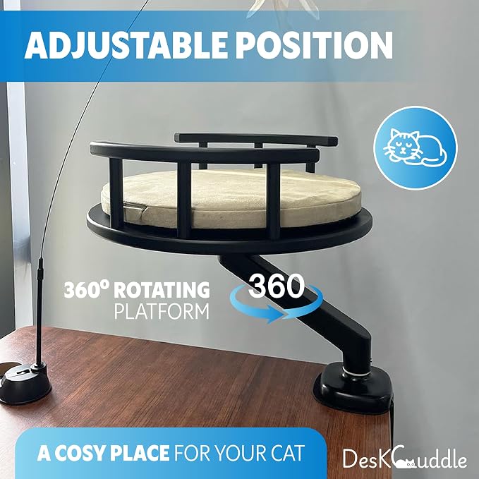 Cat Bed with Memory Foam Cushion Eco-Friendly Wood, Washable Non-Slip Covers – Keeps Your Pet Close While You Work – Modern Cat Furniture