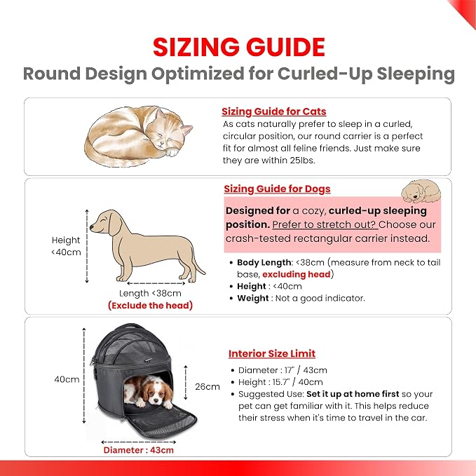 Crash-Tested Small Dog Car Seat | CPS Certified Crash Protection | 3-in-1 Portable Dog Car Seat, Indoor Enclosed Cat Bed & Round Pet Carrier | 5 Star Crash-Tested & Rated for Safe Car Travel.