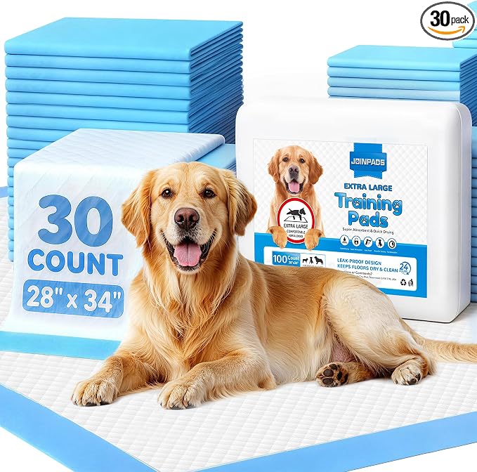 Puppy Pads 28"x34", Extra Large, Super Absorbent, 30 Count | Disposable Pee Pads for Dogs, Leak-Proof & Quick-Dry, Wee Wee Pads for Dogs, Potty Pads for Dogs, Dog Training Pads