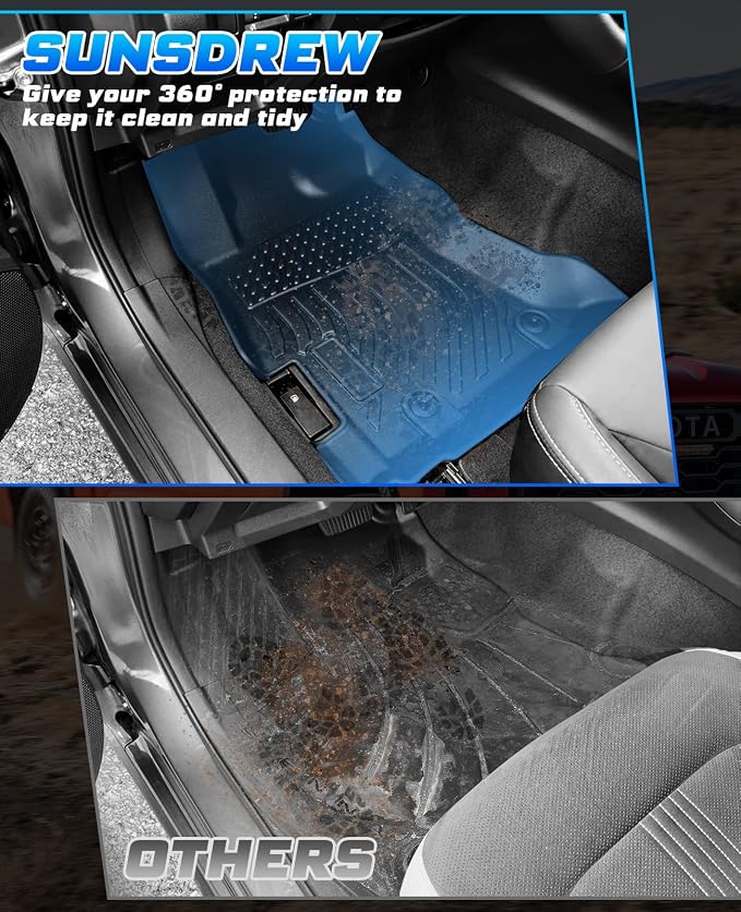 Sunsdrew TPE All Weather Floor Mats, Custom Fit for 2018-2023 Subaru Crosstrek/2017-2023 Impreza, Black, 4 Pc Set | Front Rear Floor Liners Accessories, All Weather Protection, TPE Rubber, Raised Edge