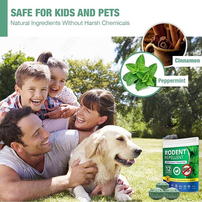 Mouse Repellent Balls: Rodent Repellent Balls - Mouse Repellent with Peppermint Oil - Natural Deterrent for Kitchen Warehouse Car - Mice Repellent for Indoor Outdoor - Safe for Pets Family - 12 PCS