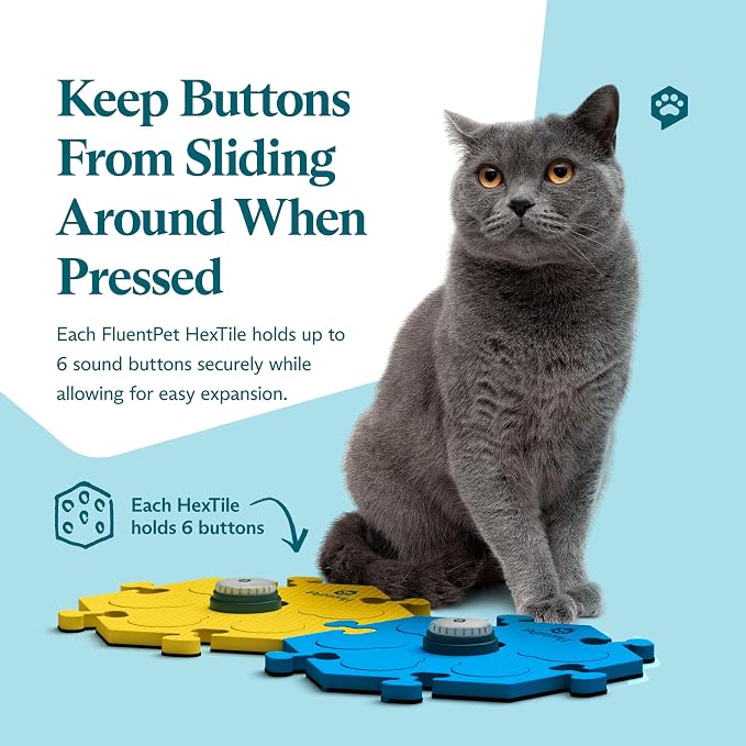 Tester Kit - Set of 2 Dog Talking Buttons & HexTiles - Customizable Cat & Dog Training Buttons for Communication - Batteries Included - Pet Buttons Gift Set