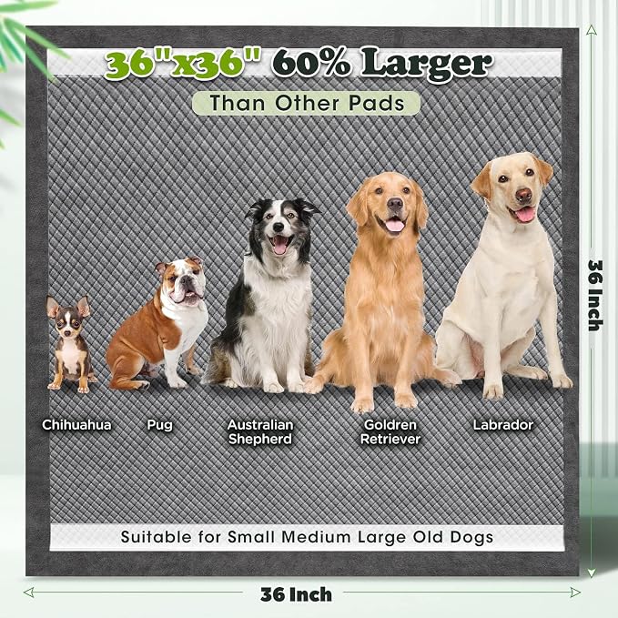 Gimars Upgrade Odor Control 4XL 36x36 Charcoal Pee Pads for Dogs - 9 Layers, Super Absorbent, Extra Large, Leak-Proof, Quick Dry, 45 Counts