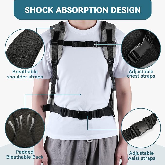 Petsfit Dog and Cat Backpack Carrier, Padded Waist Support, Up to 18 lb | 13.5 x 12.5 x 17.5 in; reinforced frame, 600D Oxford, 4 mesh panels, lockable zippers, safety tether and washable mat.
