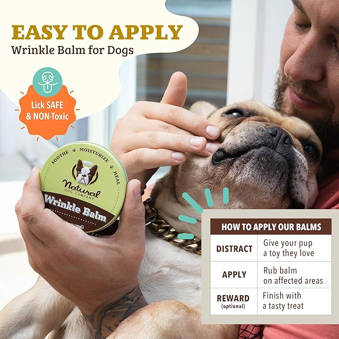 Natural Dog Company Wrinkle Balm, Travel Stick, 0.15 oz, 4 Pack, Dog Lotion for Dry Itchy Skin, Cleans Wrinkles, Yeast Infection Treatment for Dogs, Plant Based, Made in USA